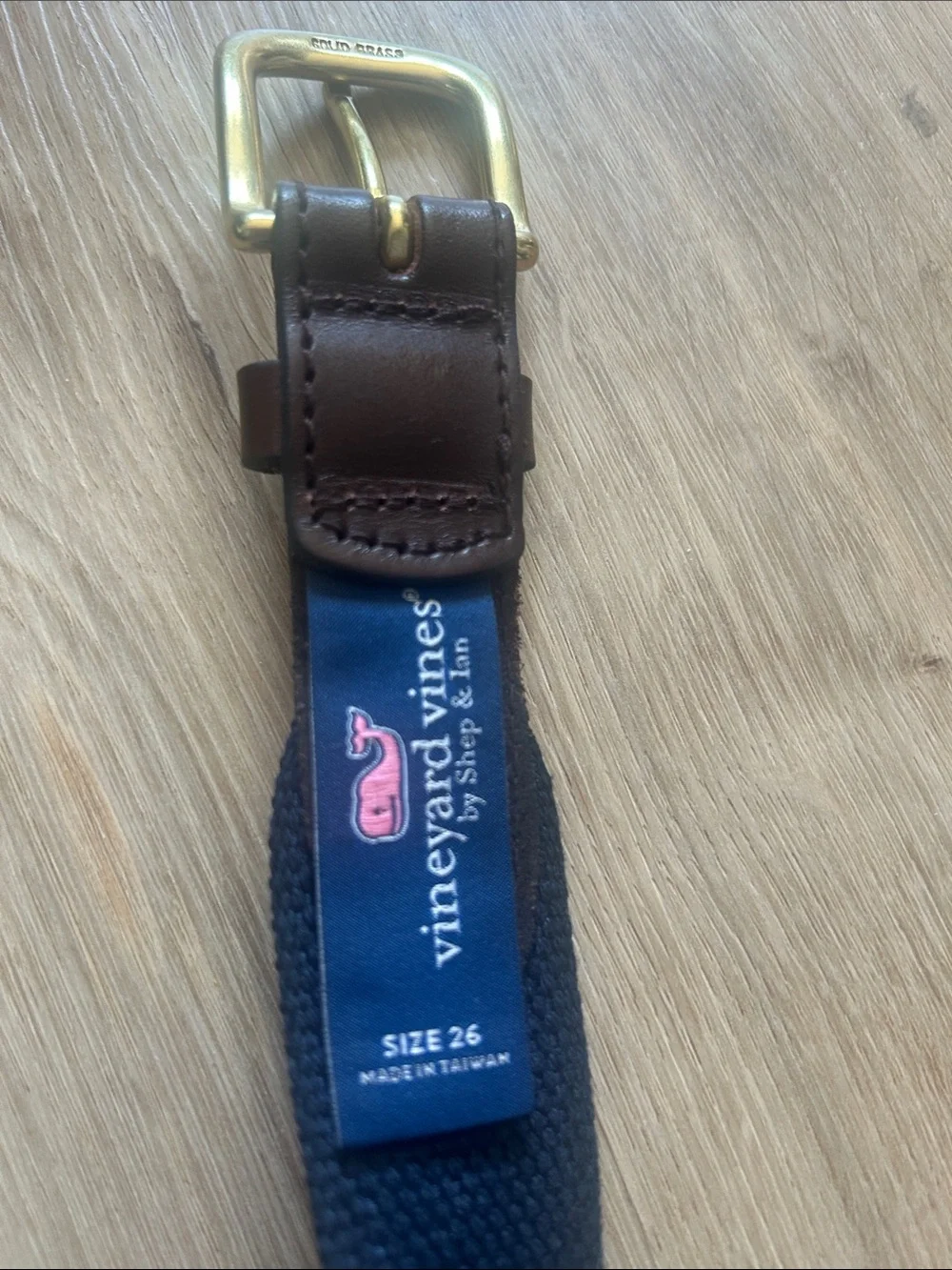 Vineyard Vines Navy & Brown Whale Pattern Kids Belt